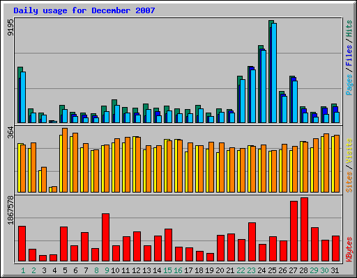 Daily usage for December 2007