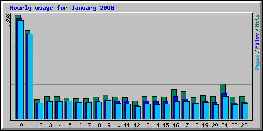 Hourly usage for January 2008