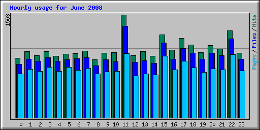Hourly usage for June 2008