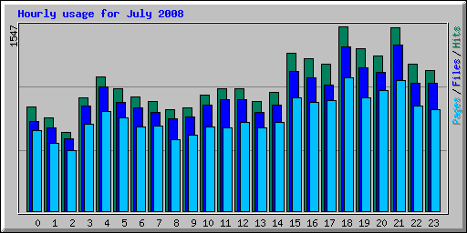 Hourly usage for July 2008