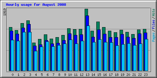 Hourly usage for August 2008