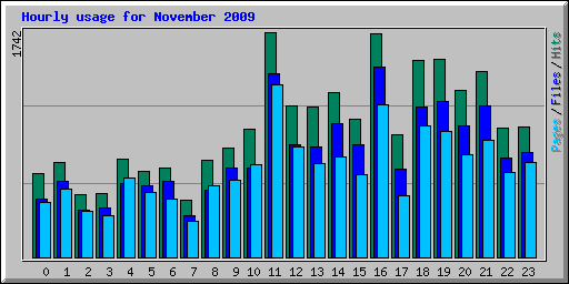 Hourly usage for November 2009